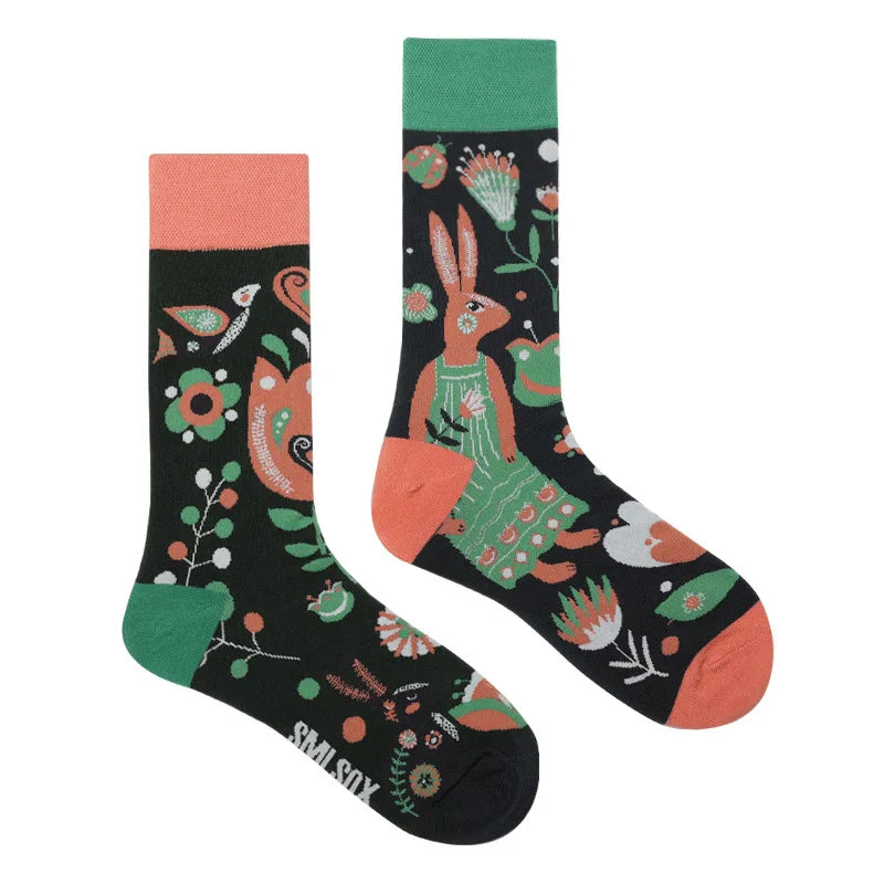 1 Pair Man Women Sock Original AB Tide Socks Colorful Cat Dog Koala Cow Cotton Socks Four Seasons Unisex Socks for Birthday Gift