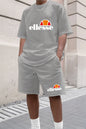 Men's Summer Casual and Fashionable Round Neck Short Sleeved T-shirt+shorts Breathable Sports Set Two-piece Set