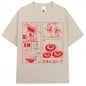 Japanese Style Hokkaido Wave Vintage T-shirt Men Women Harajuku Fashion High Quality T Shirts Oversized Cotton Summer Tee Shirt