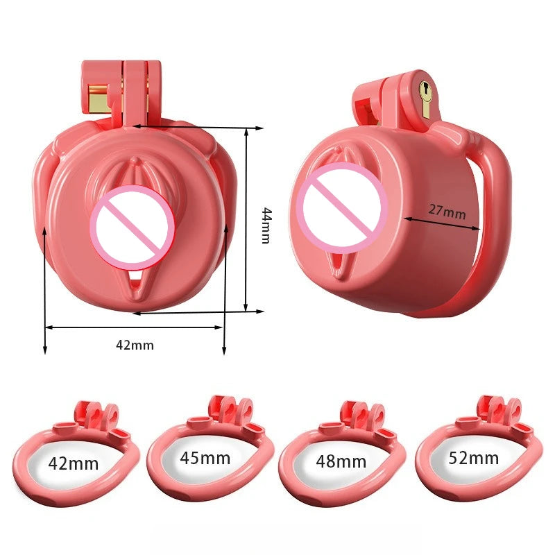 New Sissy Simulation Vagina Chastity Cock Cage Sex Toy with 4 Size Cock Ring Bdsm Penis Urethral Lock Adult Toy for Men
