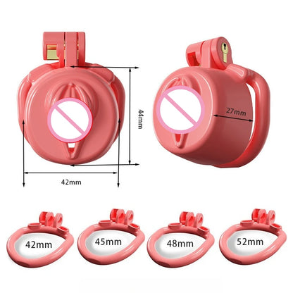 New Sissy Simulation Vagina Chastity Cock Cage Sex Toy with 4 Size Cock Ring Bdsm Penis Urethral Lock Adult Toy for Men