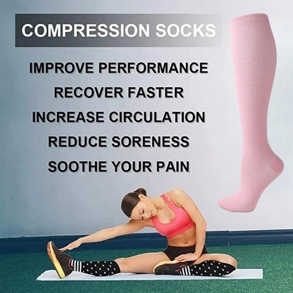 19 Styles Compression Stocking Blood Circulation Promotion Slimming Compression Socks Anti-Fatigue Comfortable Solid Color Socks