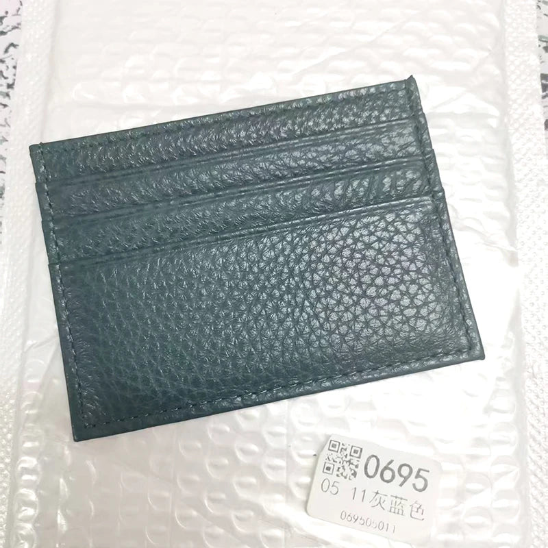Custom Company Logo Cowhide Card Holder Woman Man Fashion Slim Mini Card Bag Genuine Leather Engrave Name Luxury Casual Purse