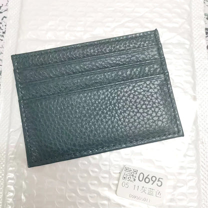 Custom Company Logo Cowhide Card Holder Woman Man Fashion Slim Mini Card Bag Genuine Leather Engrave Name Luxury Casual Purse