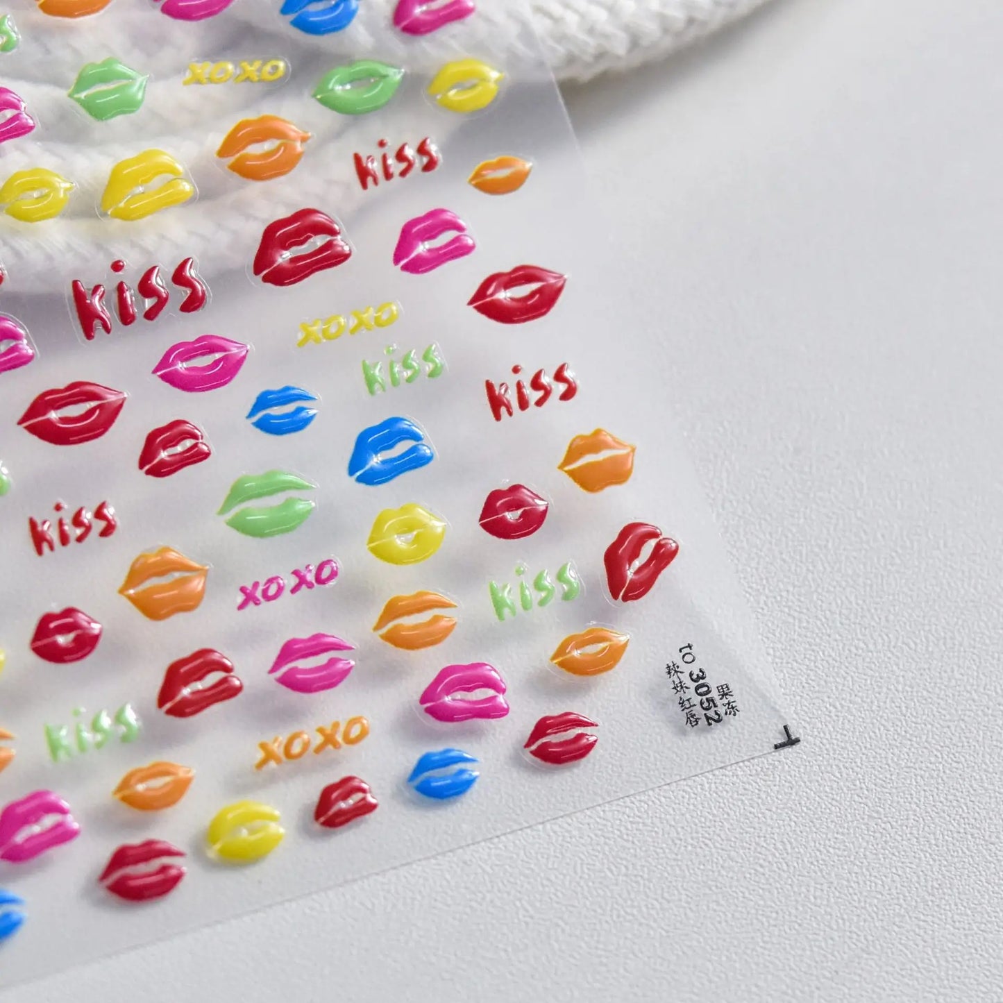 Collage Text English Letter Musical Note Star Graffiti Colorful 5D Love Heart Bowknot Nail Art Sticker Adhesive Manicure Decals