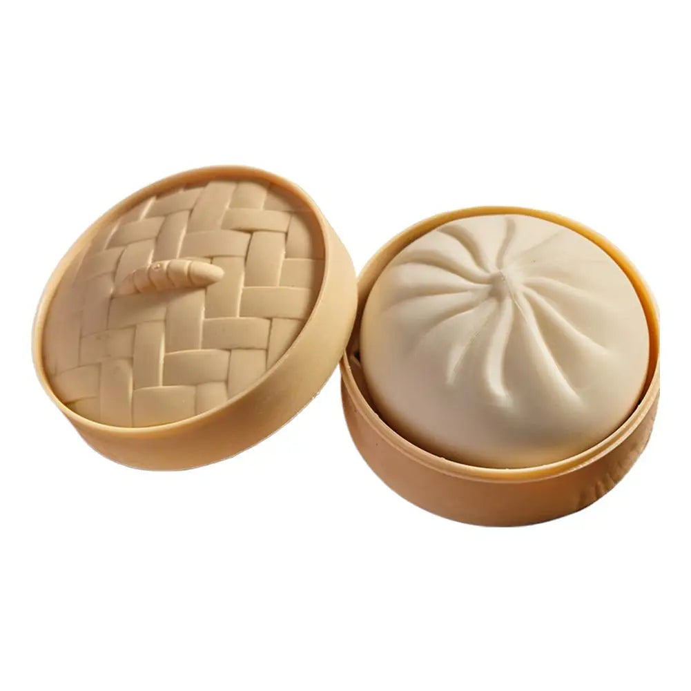 Colorful Dumpling Squishes Stress Balls Fidget Sensory Toys Simulation Food Squishies Bun With Steamer Dough Ball Gifts