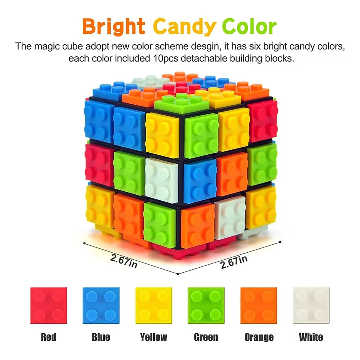 Building Blocks 3D Magic Puzzle Cube 3x3x3 DIY Fidget Toy Brick  puzzle professional smooth speed game children's toy gift