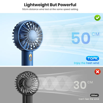 TOPK 1800mAh Rechargeable Mini Portable USB Fan [3-9 Working Hours] Personal Hand Fan table Cute Design Standing fans for room