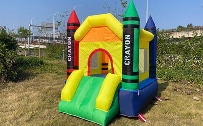 Mini Inflatable Bounce House with Blower Toddler Castle Kids Bouncy House with Slide, air Blower, Carrying Bag and Water Bag