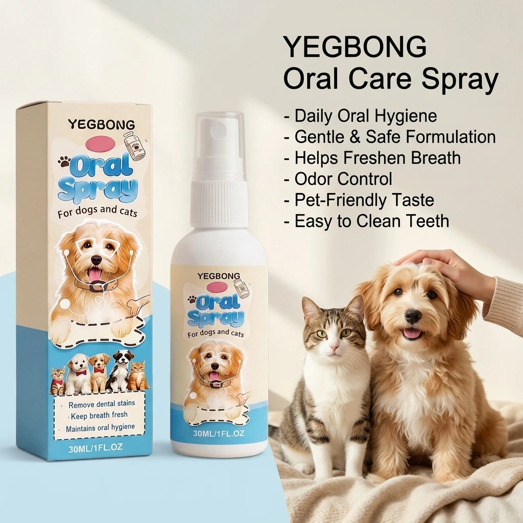 Pet Oral Spray Removing Dental Plaque Eliminating Odors Freshen Breath Soothing Gums Mild Formula No-Brush Pet Dental Care Agent
