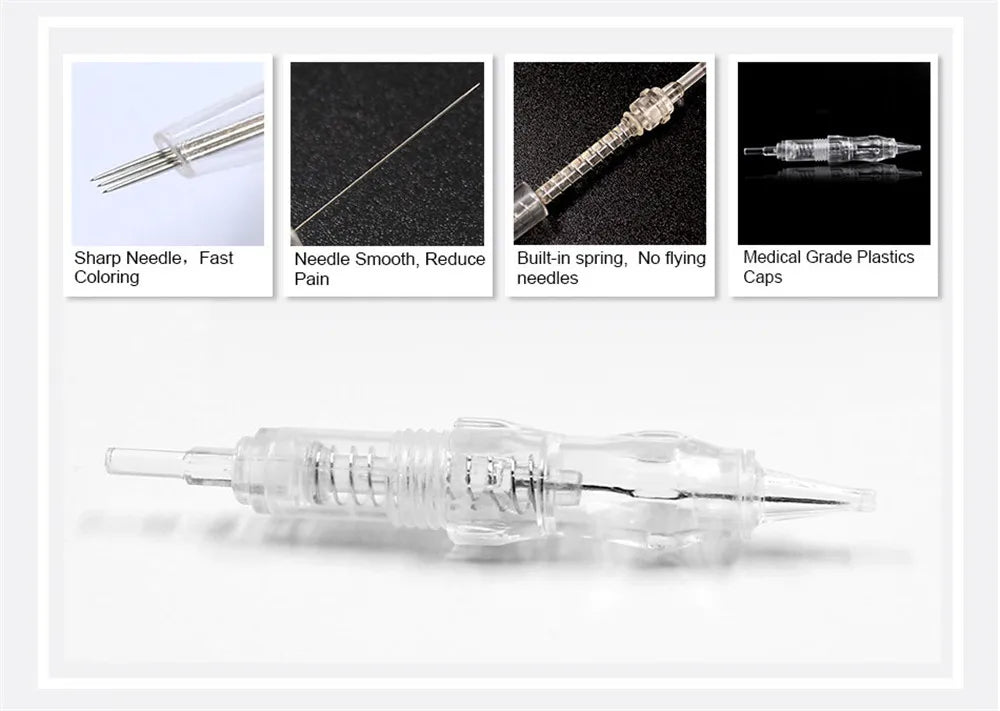 Biomaser 10PCS Revolution Tattoo Needle Permanent Makeup Cartridge Needles For Tattoo Machine Kit Eyebrow Needle 1R,2R,3R,5R