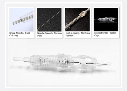 Biomaser 10PCS Revolution Tattoo Needle Permanent Makeup Cartridge Needles For Tattoo Machine Kit Eyebrow Needle 1R,2R,3R,5R