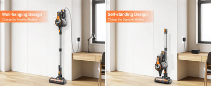 Cordless Vacuum Cleaner, 80000Pa/300W,65 Mins Runtime, 1.2L Dust Cup. Equipped with Digital Display, Anti-Tangle Brush, Self-Standing Design & Wall Charging Dock. 4-Layer Filtration, Ultra-Quiet Operation. Ideal for Pet Hair,