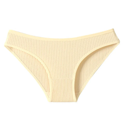 7Pcs Women's Panties Striped Briefs for Women Low-Rise Breathable Cotton Female Soft Underwear Solid Colors Ladies Underpants