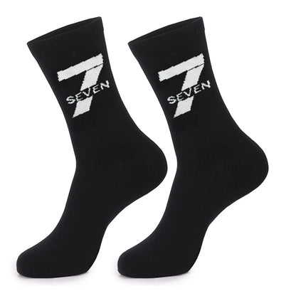 Cross Border New Arrival 67 Cartoon Number Socks Funny Letter Mens Mid Calf Socks