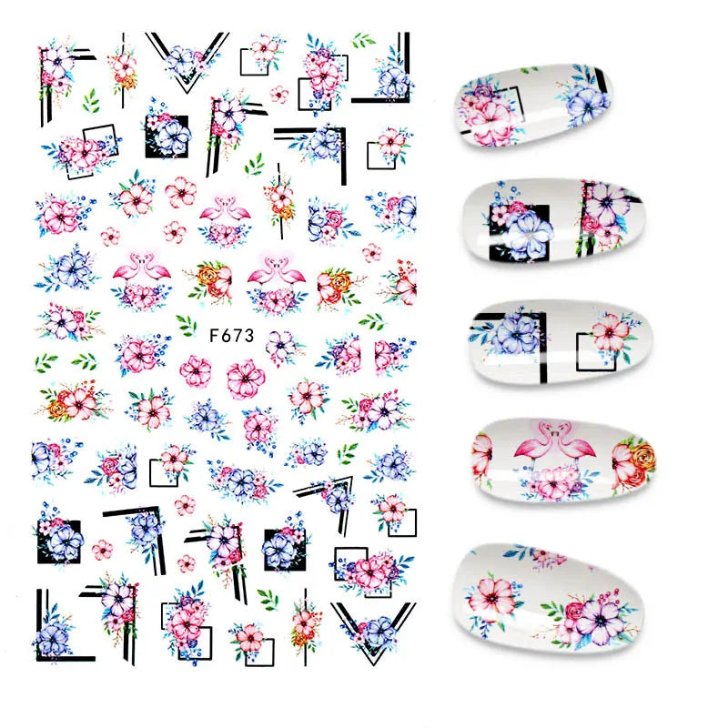 Black and White Love Flowers Line Art 3D Stickers Nail Decals Nail Art Accessories Butterfly Rose Nail Stickers Nail Sliders