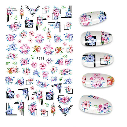 Black and White Love Flowers Line Art 3D Stickers Nail Decals Nail Art Accessories Butterfly Rose Nail Stickers Nail Sliders