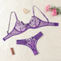 Women Sexy Lace Lingerie Push Up Lingerie Semi-Sheer Bra And Panty Sets Female Erotic Underwear Flower Embroidery Bralette Set
