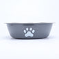 New stainless steel dog basin paw print pet supplies cat bowl dog bowl silicone anti-slip design pet drinking water feeding bowl