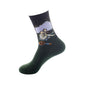 1 Pair Van Gogh Starry Night Cotton Socks Women Men Mona Lisa Oil Painting Retro-classical Series Skateboard Casual Couple Socks