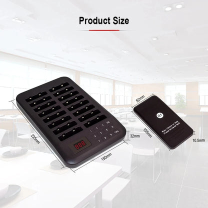 Calling System With 16 Pagers Buzzer Light Vibration 4 Modes Keypad Transmitter Guest Paging Coaster For Restaurant Coffee Shop