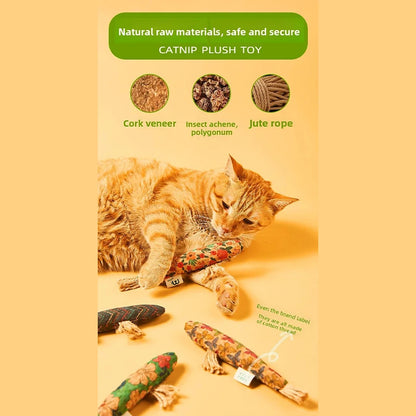 Cork Fish Shaped Cat Toy Safe Bite Resistant Attract Cat To Bite Grind Teeth Claws Relieve Boredom Functions Interactive Pet Toy