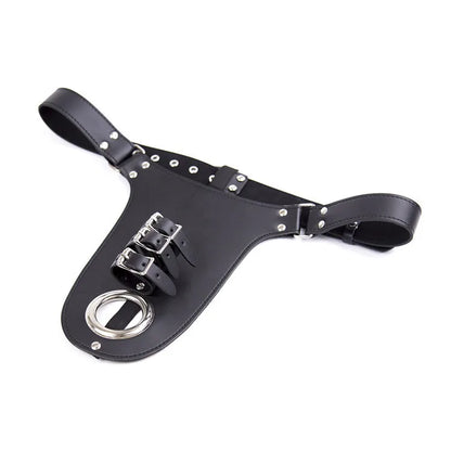 Erotic Underwear Thong PU Leather Male Chastity Panties Cock Penis Sleeve Ring Harness Straps BDSM Restraint  Belt for Men
