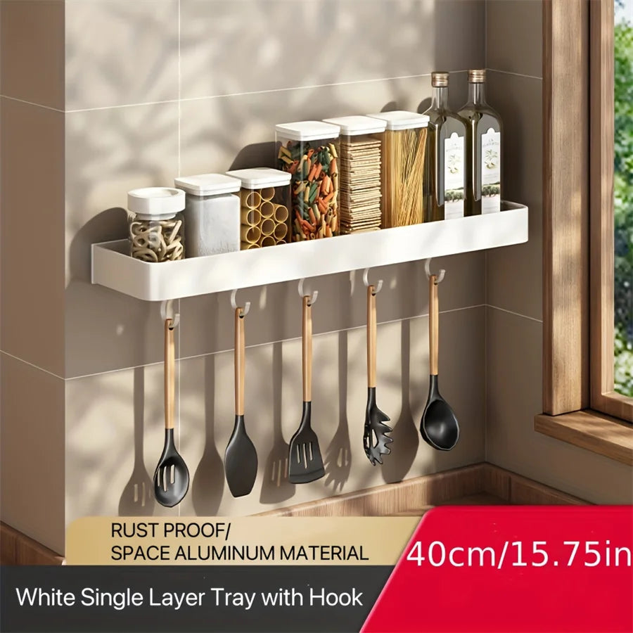 30-50Cm Kitchen Seasonings Rack Pepper Wall-Mounted Hook Cabinet Storage Spatula Tool Storage Kitchen Accessories