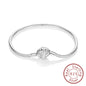 Bracelet Original 925 Sterling Silver Charm Bracelet 17-20CM Love Heart Pave Zirconia Bracelet for Women DIY Charm Jewelry Gifts