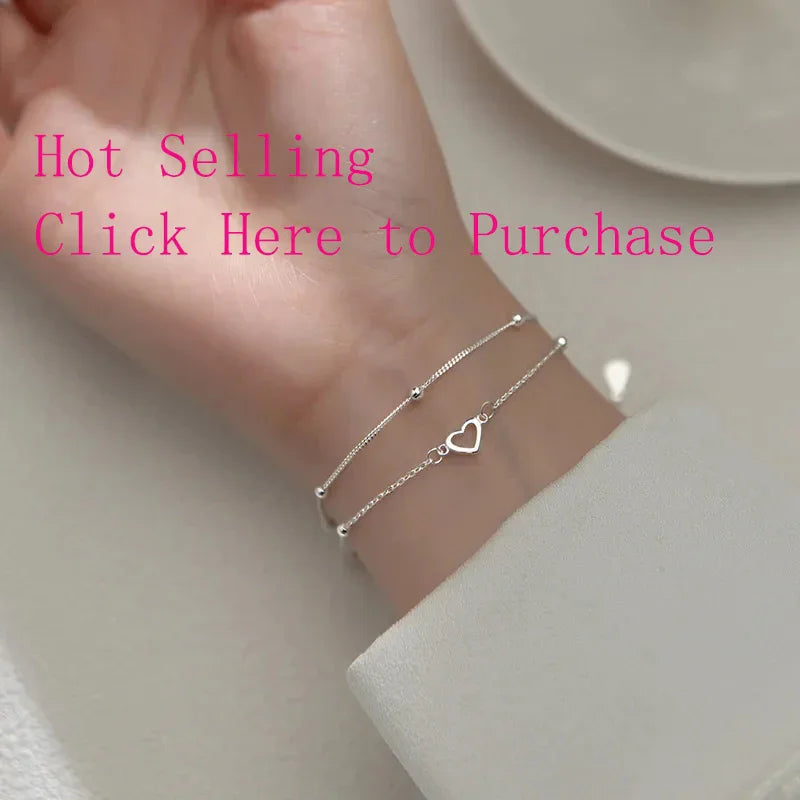 VENTFILLE 925 Sterling Silver Line Extremely Fine Bracelet for Women Love Haert Bead Korean Ins Sweet Jewelry Gift Dropshipping