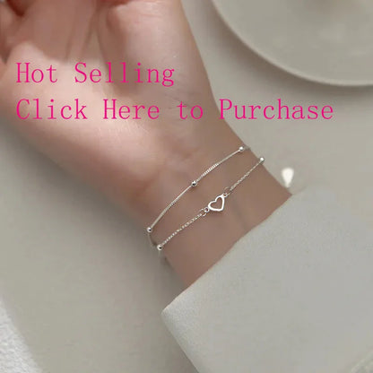 VENTFILLE 925 Sterling Silver Line Extremely Fine Bracelet for Women Love Haert Bead Korean Ins Sweet Jewelry Gift Dropshipping