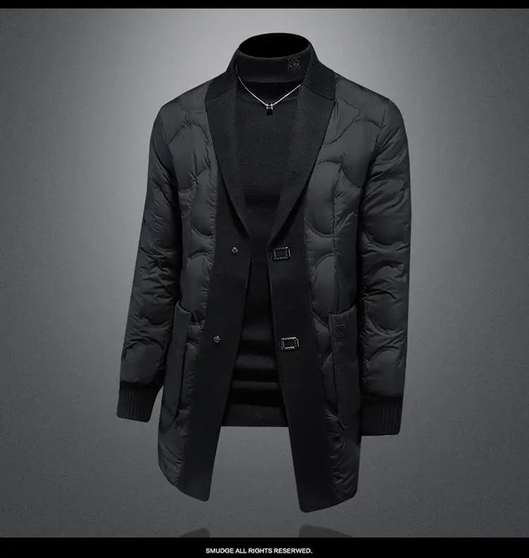 High quality 2025 Winter 90% White Duck New Fashion British Style Casual Loose Slim Mid-length Down Jacket