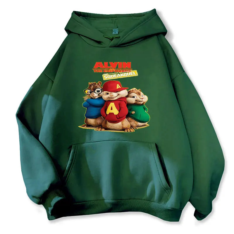 2025 Fashion Unisex Casual Sportswear Women's Hoody Alvin Chipmunk Halloween Costume Women's Pullover Fashion Trend