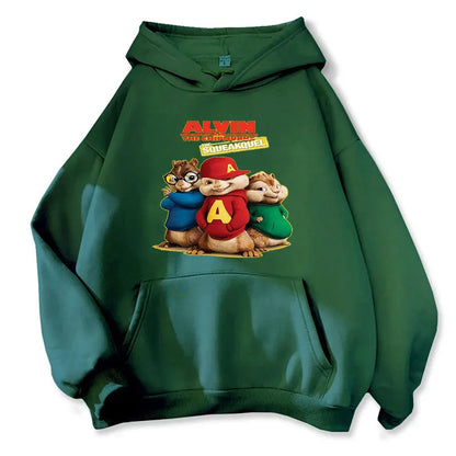 2025 Fashion Unisex Casual Sportswear Women's Hoody Alvin Chipmunk Halloween Costume Women's Pullover Fashion Trend