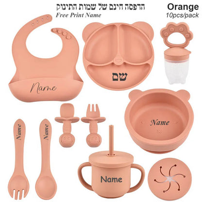 Baby Feeding Set Suction Cup Bowl Personalized Children's Tableware Set Baby Biting Toy Fruit Bear Plate Bowl Infant Cup Feeder