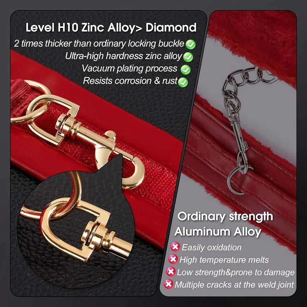Adjustable Handcuffs and Leg Cuffs PU Collar and Bra Couple Toys BDSM Training Bondage Sex Toys SM Slave Props for Men and Women