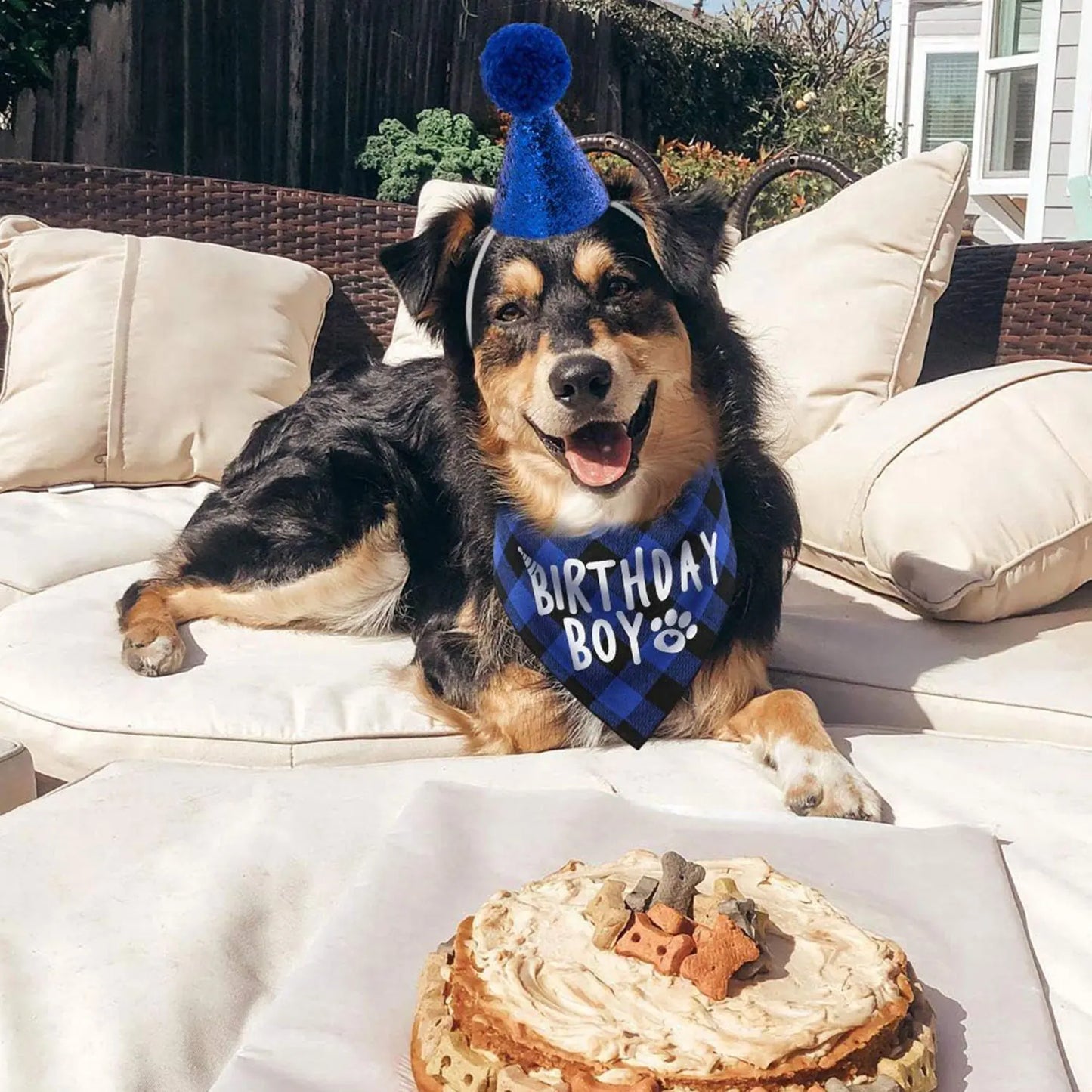 4pcs Dog Birthday Party Supplies, Birthday Boy Dog Bandana, Dog Birthday Hat with Numbers for Medium Large Dogs Pets