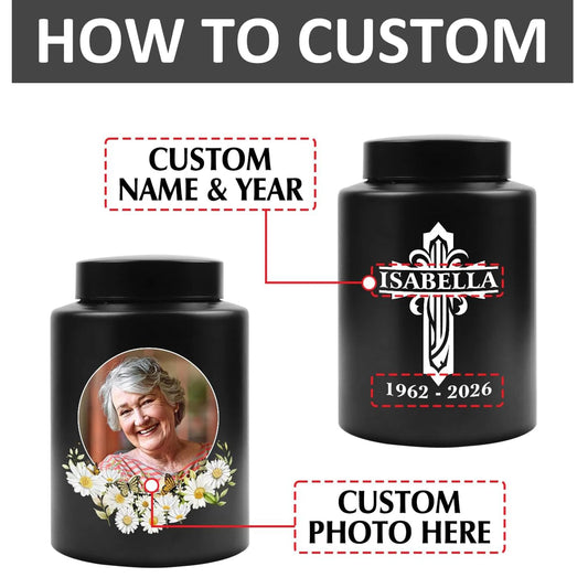 Personalized Pet Ash Urn with Photo Upload Ordinary Portrait Engraving Stainless Steel Cat Dog Memorial Ash Jar Customizable Eng