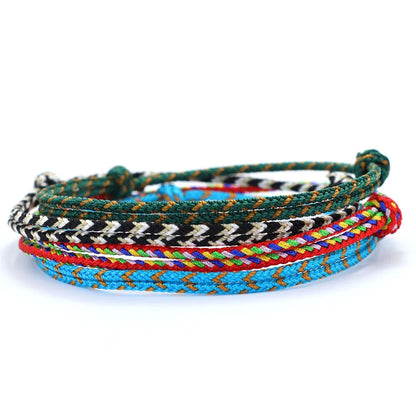 Minimalist Handwoven Rope Bracelet Unisex Sliding Adjustable 4 Styles Chroma 2mm Ethnic Cord Braclet Couple Casual Daily Jewelry