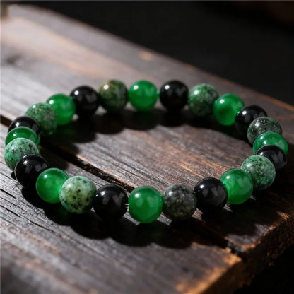 Fashionable 8mm Green Beaded Bracelet - Handmade Elastic Rope Bracelet - The Best Gift to Give