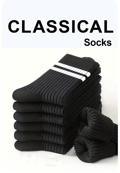 6/10/15/20 Pairs Men Socks Spring Autumn Casual Black White Striped Socks Breathable Mid Tube Sock High-quality Round Neck Socks