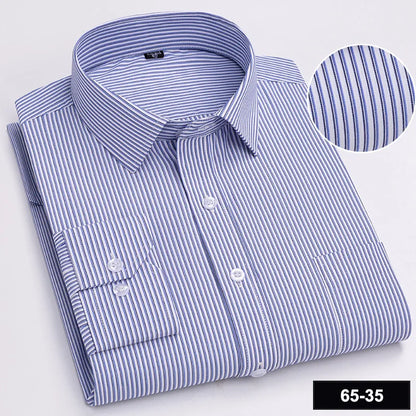 Men's Long Sleeve Shirt High-quality Fashion Casual Print Plaid Stripe Single Pocket Fit Business Formal Office Four Season Top