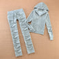 Solid Color Velvet Tracksuit 2025 Women's Zipper Top and Pants Suit Two-Piece Set