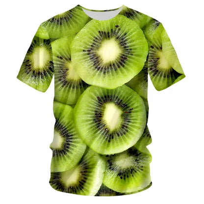 Fashionable New Fun Fresh Fruit Pattern Printed Men's T-shirt Summer Popular Harajuku Personalized Round Neck Comfortable Short