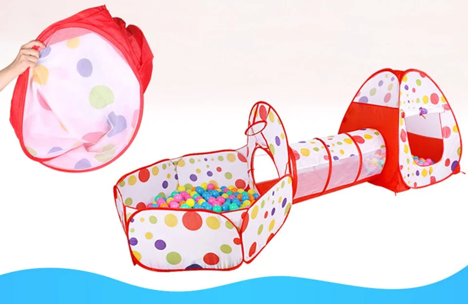IMBABY 3 in 1 Ball Pool Folding Tent Tunnel for Children Ball Pit Playpen Crawling Tunnel Playground Corral Demgames Games Fence
