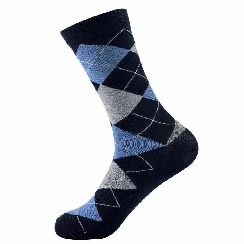 1/5 Pairs Men diamond Pattern Business Mid Tube Socks Anti Odor Sweat Absorbing Comfortable Breathable All Season Casual Socks