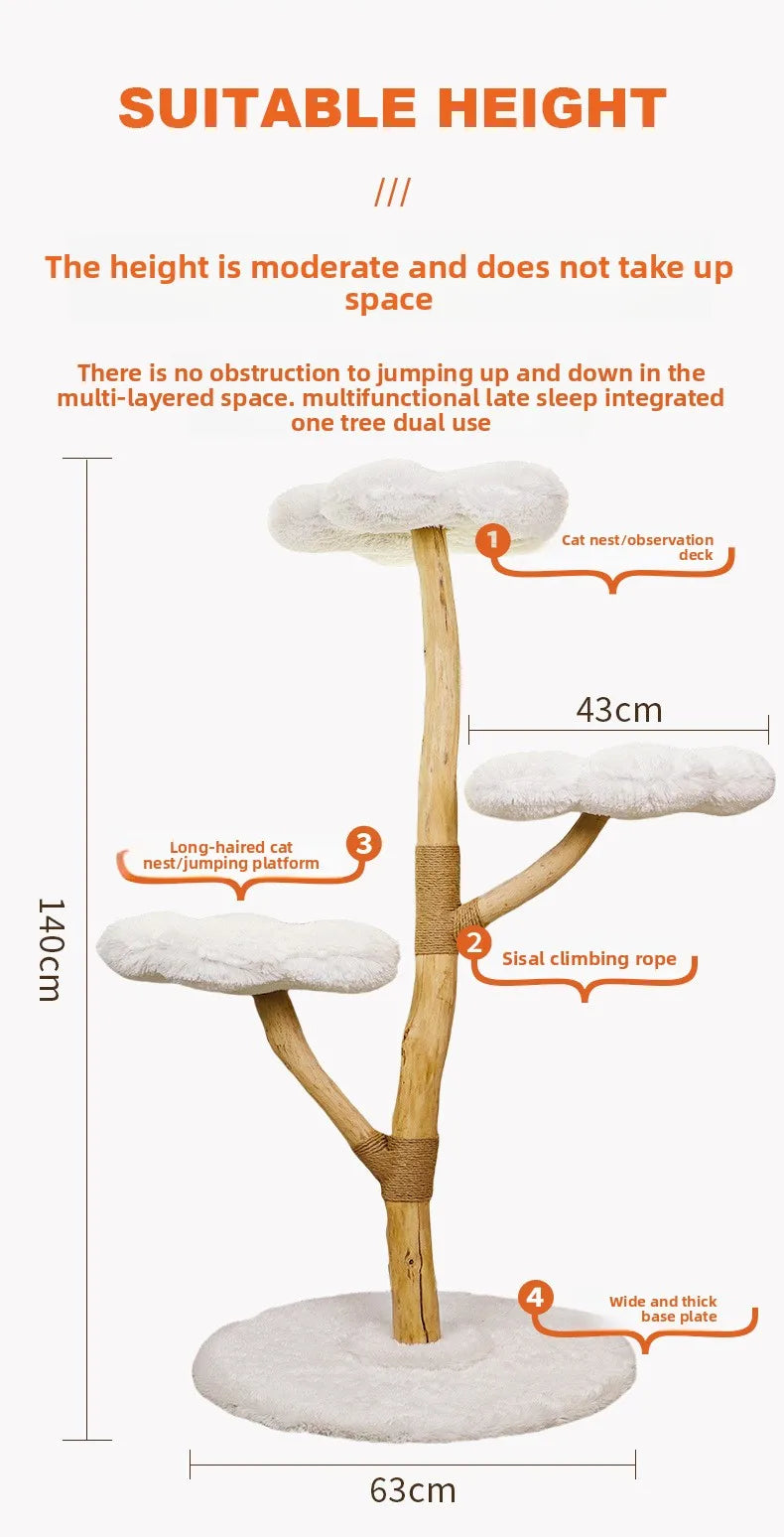 for Cloud Cat Climbing Frame Large Cat Tree Jumping Platform All-in-one Light-luxury Solid Wood Cat Shelf Nest