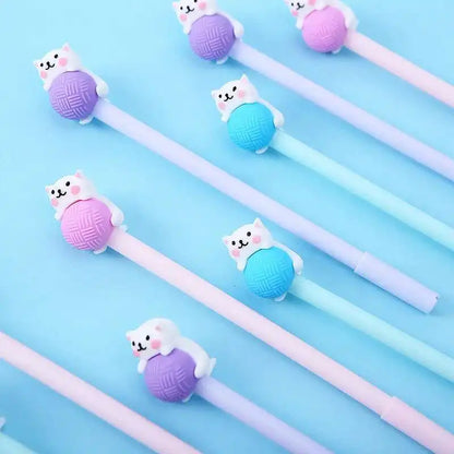 1 Pcs Lytwtw's Cute Creative Cat Gel Pen Cartoon Kawaii Stationery Office School Supplies sweet pretty lovely cartoon Handles