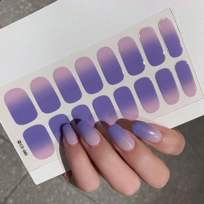 Semi-cured Gel Nail Stickers Solid Color Nail Semi-baked Tips Full Paste Nail Decals UV Lamp Need