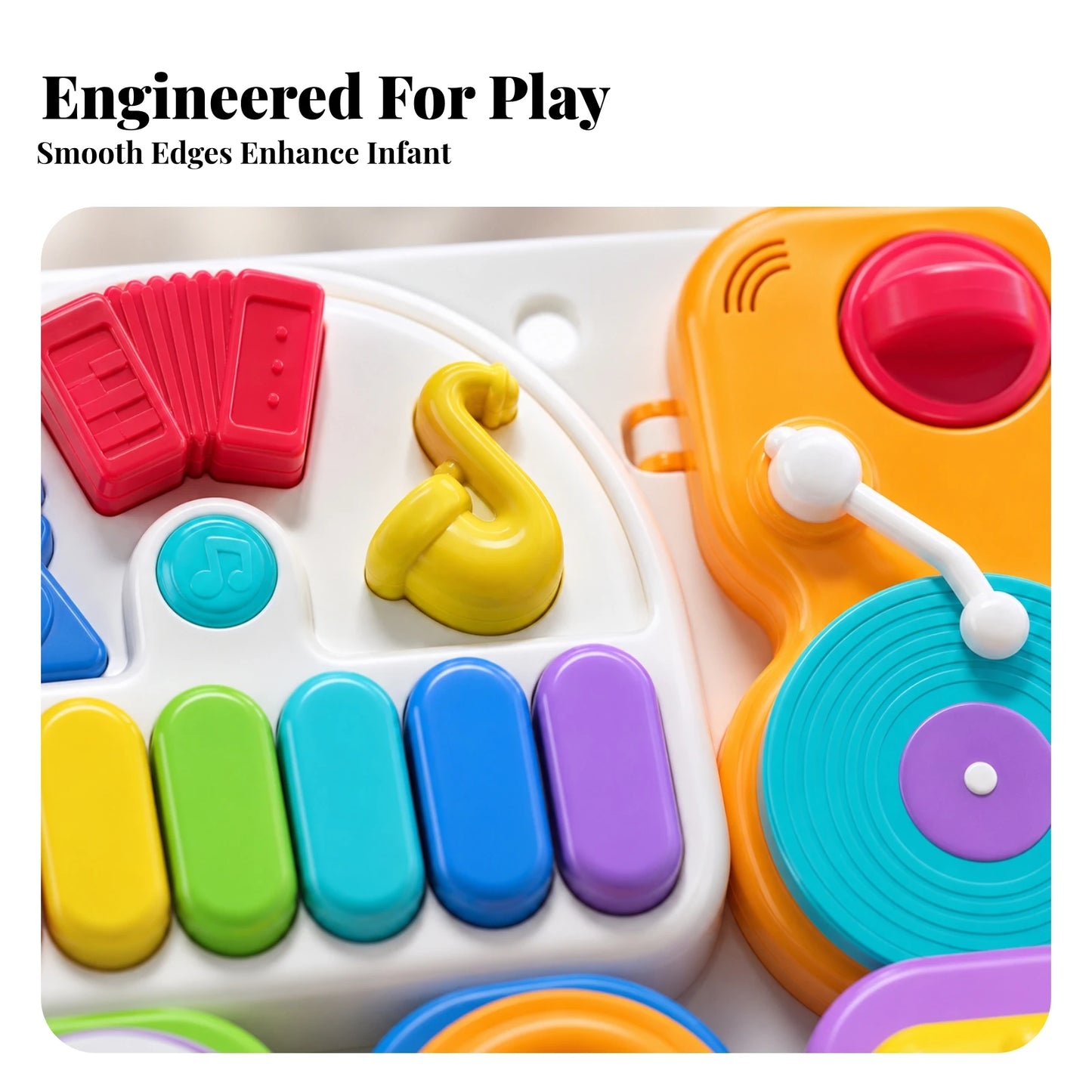 Musical Busy Board with Stand Fine Motor 7-in-1 Musical Toy Board Detachable Portable for Toddlers, Playroom, Nursery